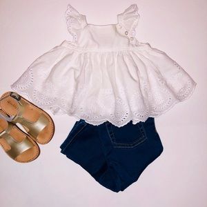 Gap Eyelet Flutter Top